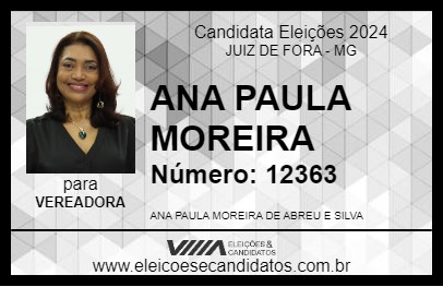 Candidato ANA PAULA MOREIRA 2024 - JUIZ DE FORA - Eleições