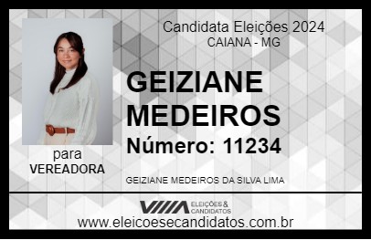 Candidato GEIZIANE MEDEIROS 2024 - CAIANA - Eleições