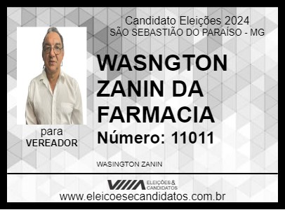 Candidato WASNGTON ZANIN DA FARMACIA 2024 - SÃO SEBASTIÃO DO PARAÍSO - Eleições