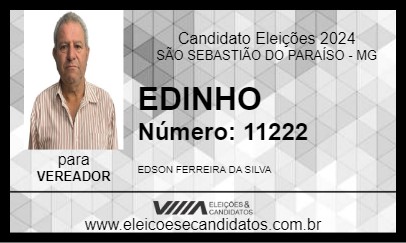 Candidato EDINHO 2024 - SÃO SEBASTIÃO DO PARAÍSO - Eleições