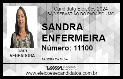 Candidato SANDRA ENFERMEIRA 2024 - SÃO SEBASTIÃO DO PARAÍSO - Eleições