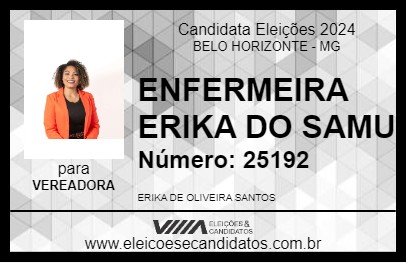 Candidato ENFERMEIRA ÉRIKA 2024 - BELO HORIZONTE - Eleições