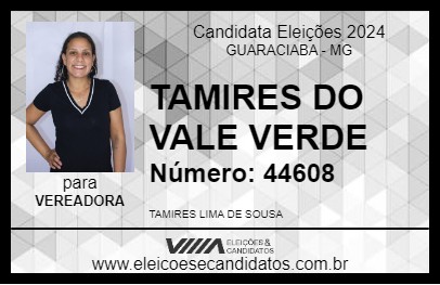 Candidato TAMIRES DO VALE VERDE 2024 - GUARACIABA - Eleições