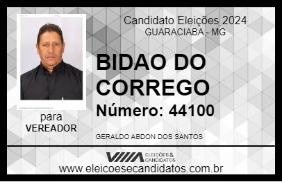 Candidato BIDAO DO CORREGO 2024 - GUARACIABA - Eleições