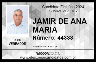 Candidato JAMIR DE ANA MARIA 2024 - GUARACIABA - Eleições