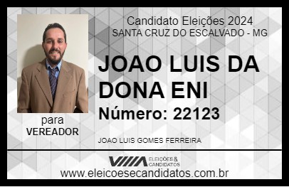 Candidato JOAO LUIS DA DONA ENI 2024 - SANTA CRUZ DO ESCALVADO - Eleições