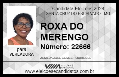 Candidato ROXA DO MERENGO 2024 - SANTA CRUZ DO ESCALVADO - Eleições