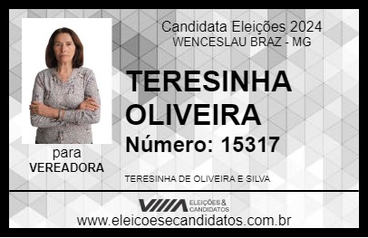 Candidato TERESINHA OLIVEIRA 2024 - WENCESLAU BRAZ - Eleições