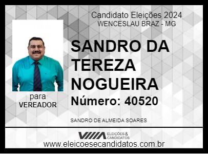 Candidato SANDRO DA TEREZA NOGUEIRA 2024 - WENCESLAU BRAZ - Eleições