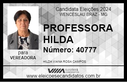 Candidato PROFESSORA HILDA 2024 - WENCESLAU BRAZ - Eleições