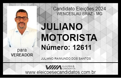 Candidato JULIANO MOTORISTA 2024 - WENCESLAU BRAZ - Eleições