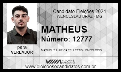 Candidato MATHEUS 2024 - WENCESLAU BRAZ - Eleições