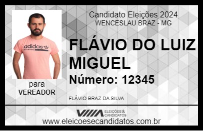 Candidato FLÁVIO DO LUIZ MIGUEL 2024 - WENCESLAU BRAZ - Eleições