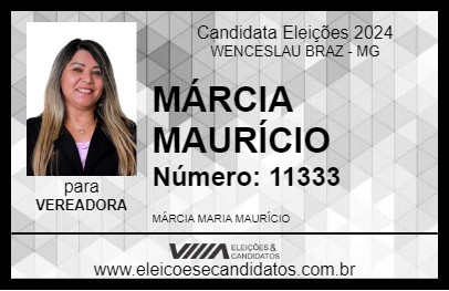 Candidato MÁRCIA MAURÍCIO 2024 - WENCESLAU BRAZ - Eleições