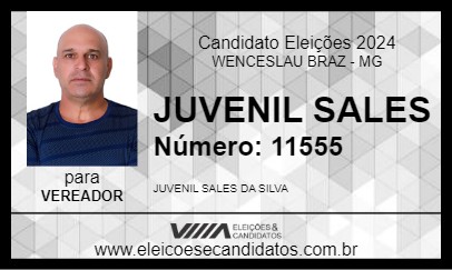 Candidato JUVENIL SALES 2024 - WENCESLAU BRAZ - Eleições