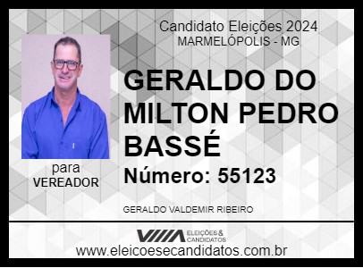 Candidato GERALDO DO MILTON PEDRO  BASSÉ 2024 - MARMELÓPOLIS - Eleições