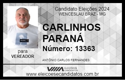 Candidato CARLINHOS PARANÁ 2024 - WENCESLAU BRAZ - Eleições