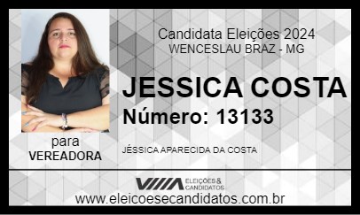 Candidato JESSICA COSTA 2024 - WENCESLAU BRAZ - Eleições