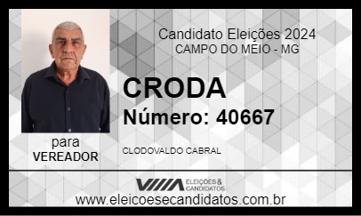 Candidato CRODA 2024 - CAMPO DO MEIO - Eleições