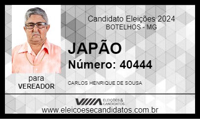 Candidato JAPÃO 2024 - BOTELHOS - Eleições