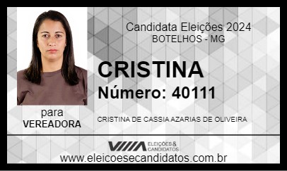 Candidato CRISTINA 2024 - BOTELHOS - Eleições