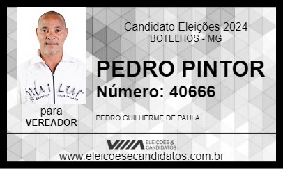 Candidato PEDRO PINTOR 2024 - BOTELHOS - Eleições