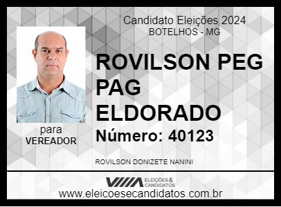 Candidato ROVILSON PEG PAG ELDORADO 2024 - BOTELHOS - Eleições