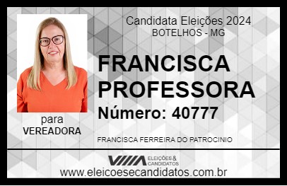 Candidato FRANCISCA PROFESSORA 2024 - BOTELHOS - Eleições