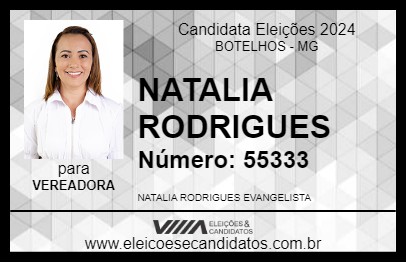 Candidato NATALIA RODRIGUES 2024 - BOTELHOS - Eleições