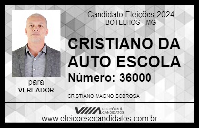 Candidato CRISTIANO DA AUTO ESCOLA 2024 - BOTELHOS - Eleições