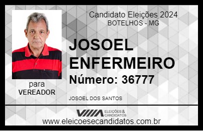 Candidato JOSOEL ENFERMEIRO 2024 - BOTELHOS - Eleições