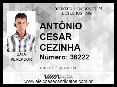 Candidato ANTÔNIO CESAR CEZINHA 2024 - BOTELHOS - Eleições