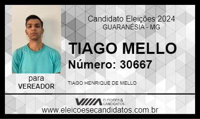 Candidato TIAGO MELLO 2024 - GUARANÉSIA - Eleições