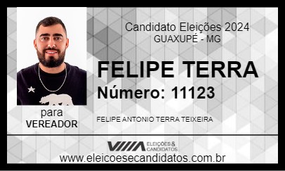 Candidato FELIPE TERRA 2024 - GUAXUPÉ - Eleições