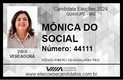 Candidato MÔNICA DO SOCIAL 2024 - GUAXUPÉ - Eleições