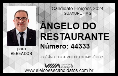 Candidato ÂNGELO DO RESTAURANTE 2024 - GUAXUPÉ - Eleições