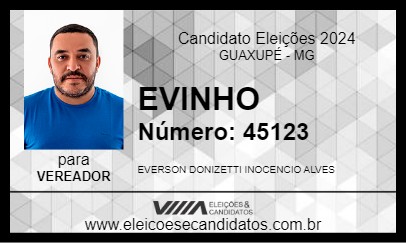 Candidato EVINHO 2024 - GUAXUPÉ - Eleições