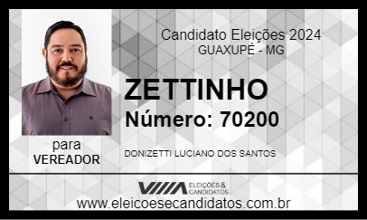 Candidato ZETTINHO 2024 - GUAXUPÉ - Eleições