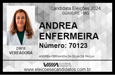 Candidato ANDREA ENFERMEIRA 2024 - GUAXUPÉ - Eleições