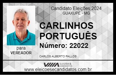 Candidato CARLINHOS PORTUGUÊS 2024 - GUAXUPÉ - Eleições