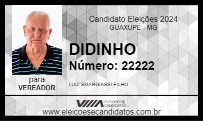 Candidato DIDINHO 2024 - GUAXUPÉ - Eleições