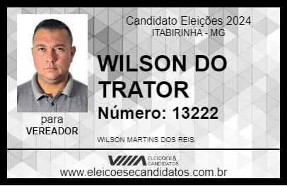 Candidato WILSON DO TRATOR 2024 - ITABIRINHA - Eleições