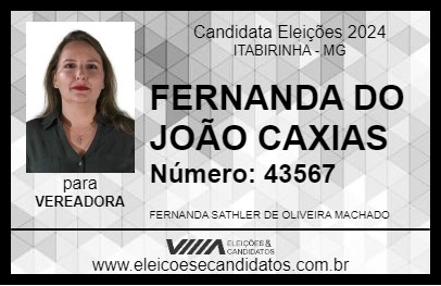 Candidato FERNANDA DO JOÃO CAXIAS 2024 - ITABIRINHA - Eleições