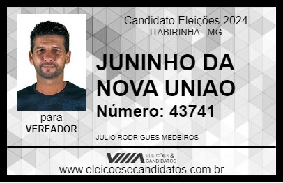 Candidato JUNINHO DA NOVA UNIAO 2024 - ITABIRINHA - Eleições