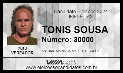 Candidato TONIS SOUSA 2024 - IBIRITÉ - Eleições