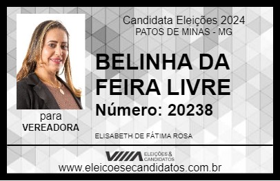 Candidato BELINHA DA FEIRA LIVRE 2024 - PATOS DE MINAS - Eleições