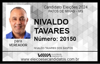 Candidato NIVALDO TAVARES 2024 - PATOS DE MINAS - Eleições