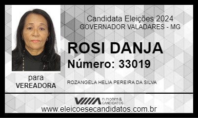 Candidato ROSI DANJA 2024 - GOVERNADOR VALADARES - Eleições