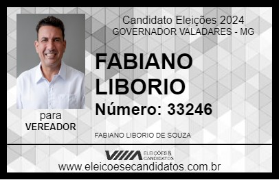 Candidato FABIANO LIBORIO 2024 - GOVERNADOR VALADARES - Eleições