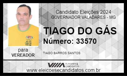 Candidato TIAGO DO GÁS 2024 - GOVERNADOR VALADARES - Eleições